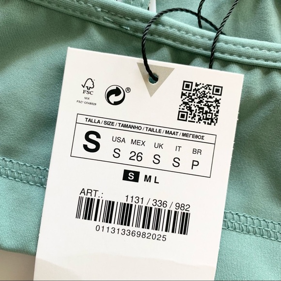 🌸New🌸 Zara Cross Strap Crop Top Small Sea Green - Picture 4 of 8